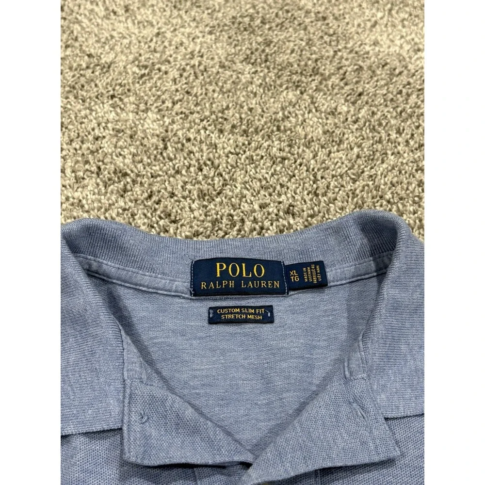 Polo Ralph Lauren Mens Size XL Custom Slim Fit Stretch Short Sleeve Polo Blue